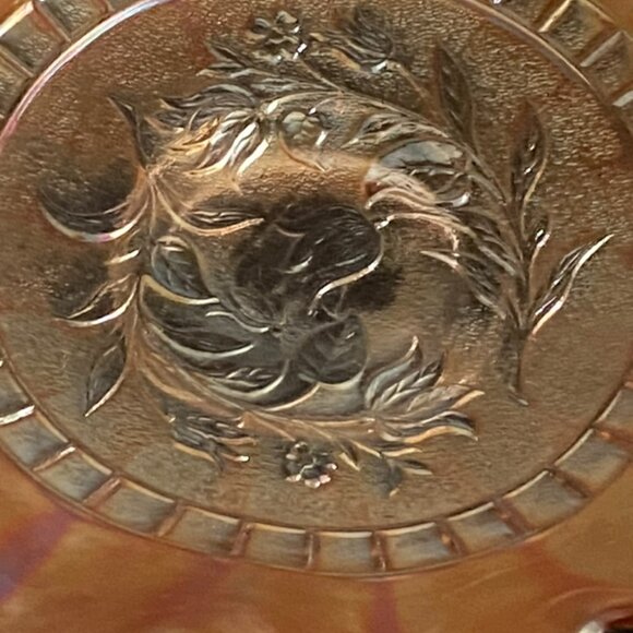 Antique Carnival Glass by Dugan "WindFlower" Ruffled Bowl Iridescent c1910 EC - Picture 4 of 11